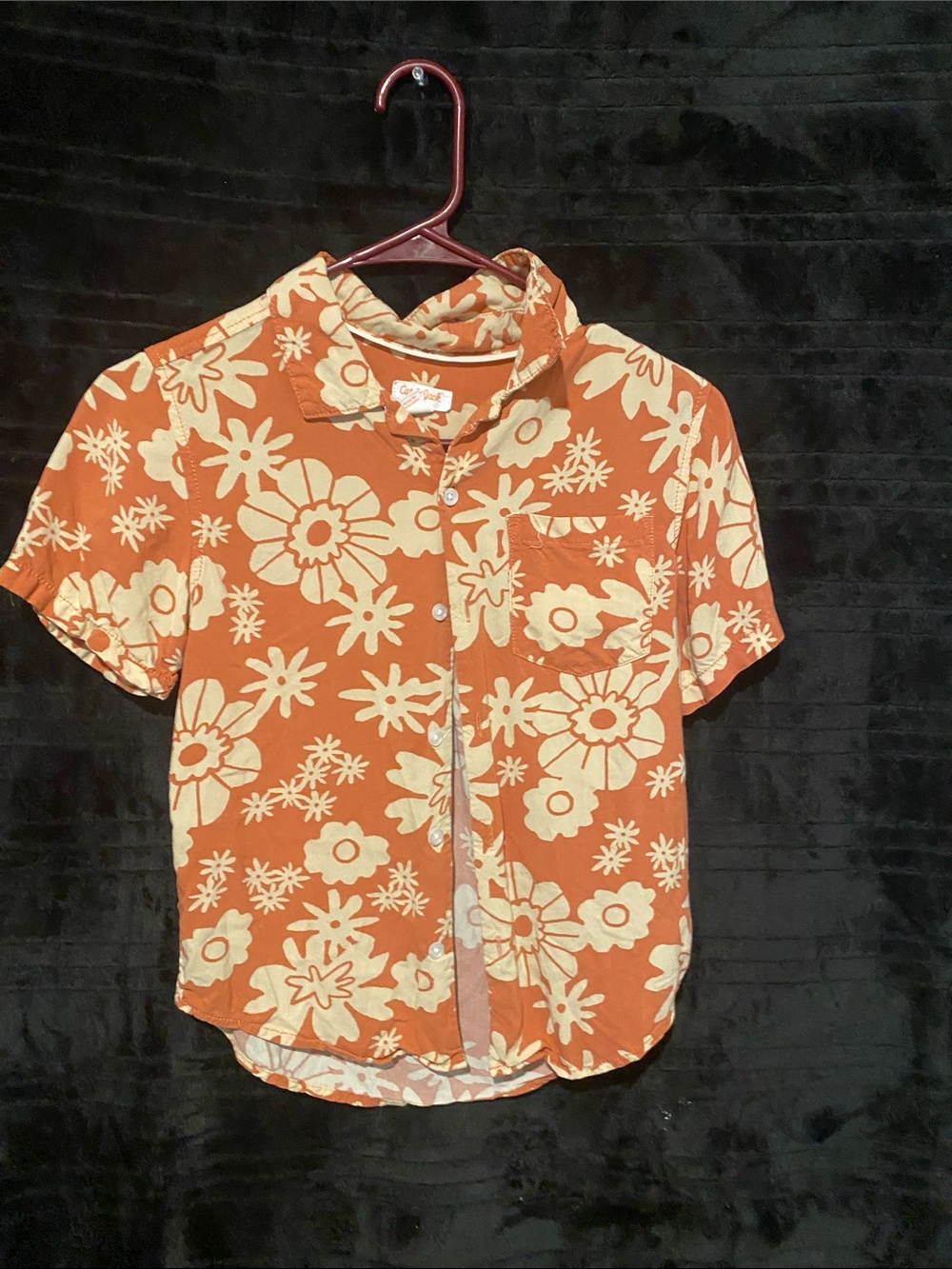 Cat & Jack Orange Floral Short-Sleeve Button-Up